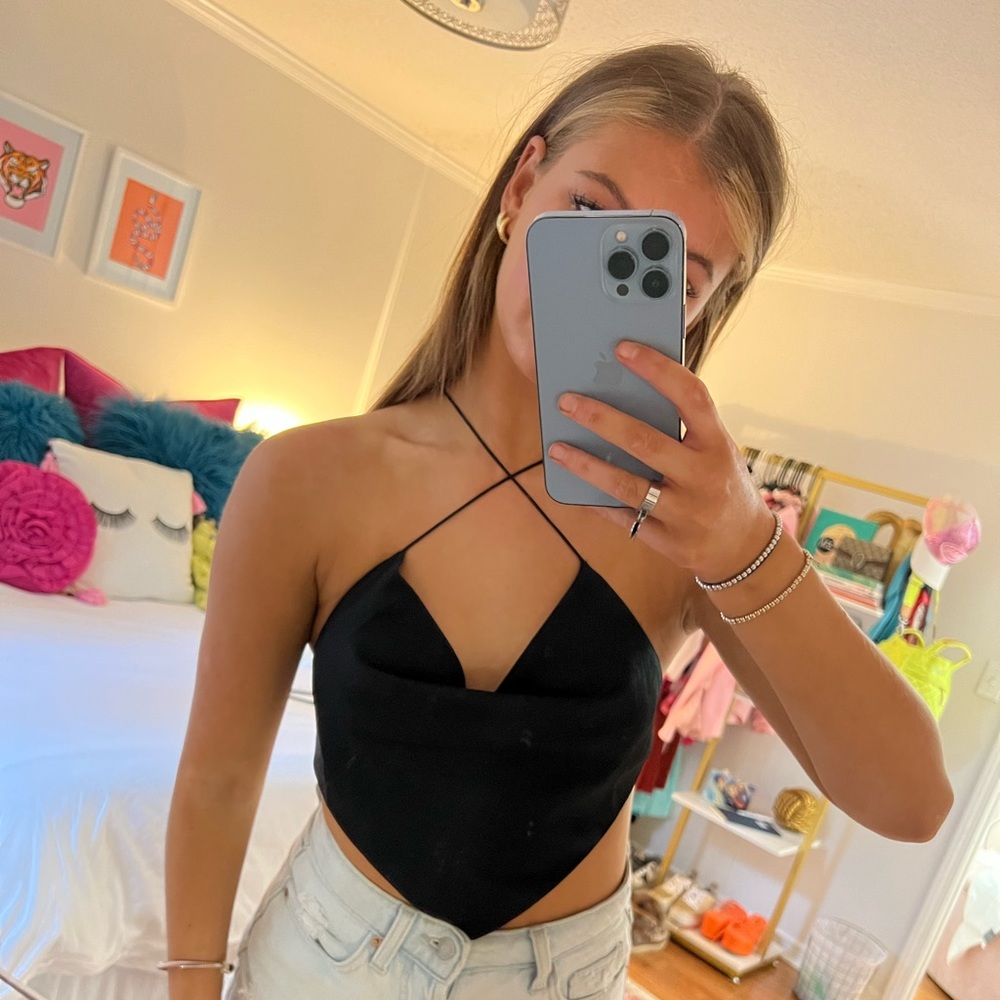 Princess Polly Black Criss-Cross Top